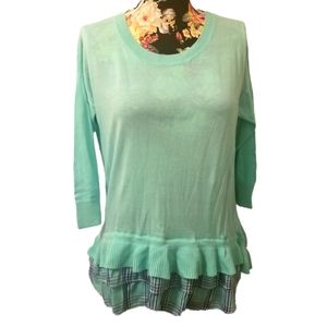 Crown & Ivy Seafoam Ruffle Hem Sweater Sz S